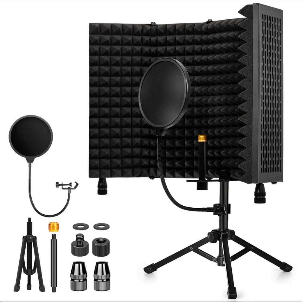 Microphone Isolation Shield Pop Filter & Tripod Stand Recording Studio Kit